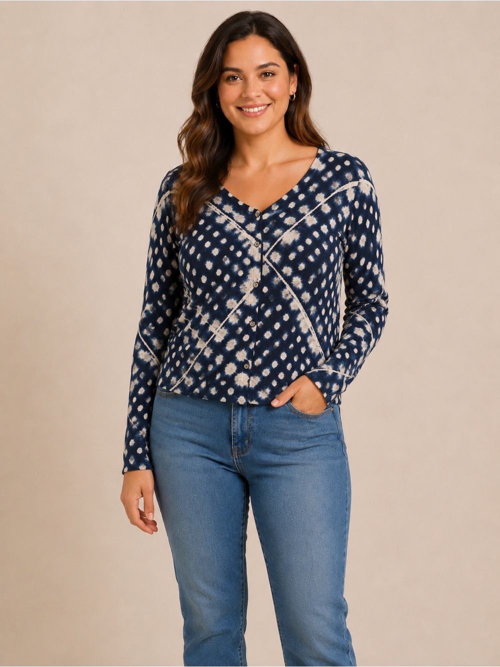 Vintage Sandwich Blue Pattern Cardigan